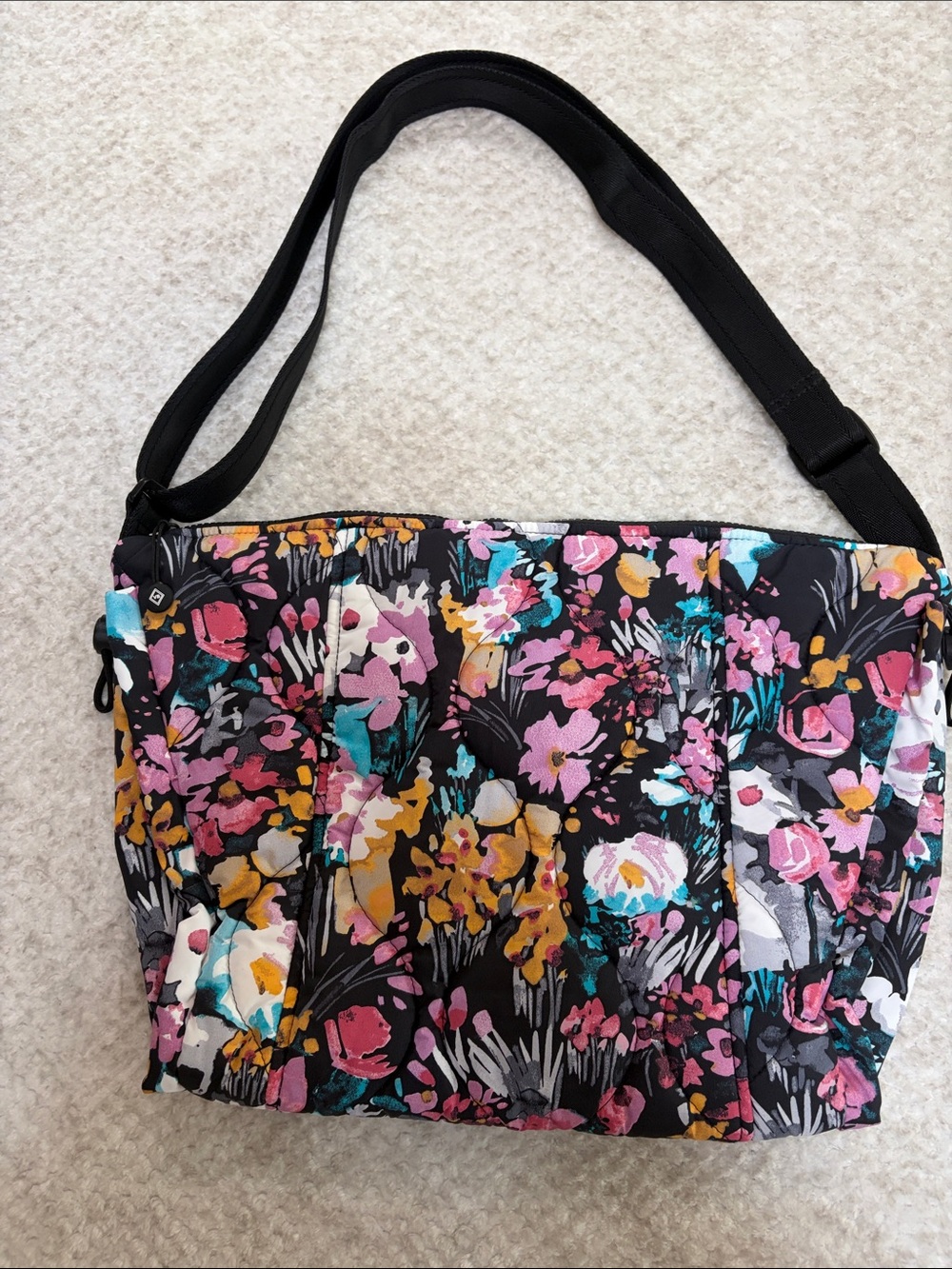 Vera Bradley Floral Quilted Crossbody Tote - Black Multi